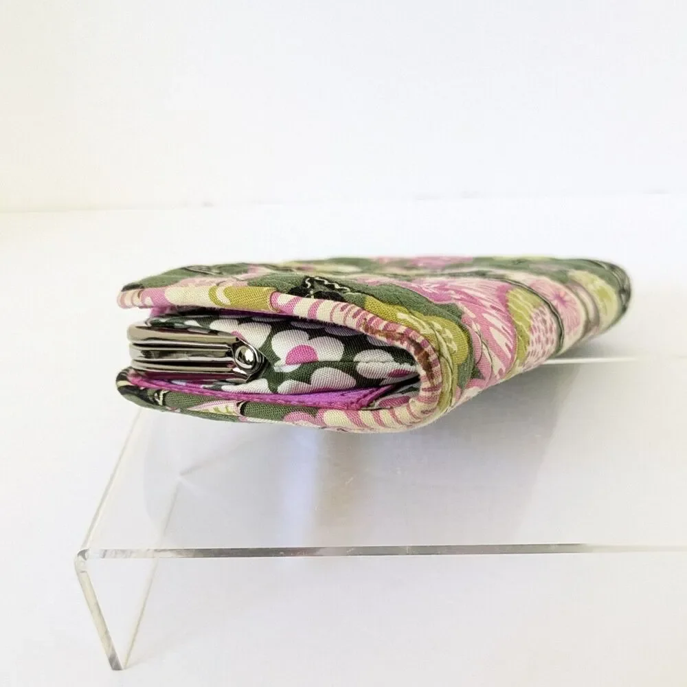 Vera Bradley Olivia Pink Floral Snap Double Kiss Lock Wallet Clutch Retired